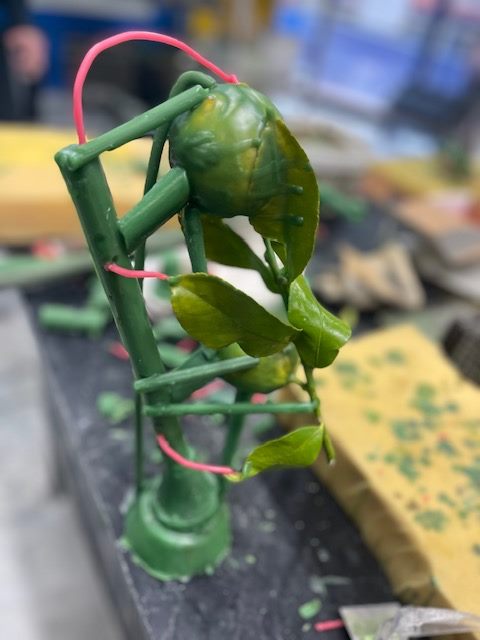 Lemon Branch — the real branch built up in layers of green wax, held on a stand